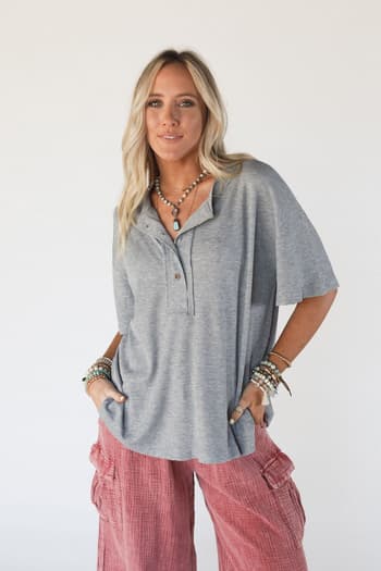 soft-plume-henley-top-heather-grey/Heather Gray
