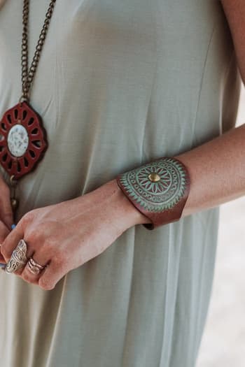 Grecian Leather Cuff Bracelet - Three Bird Nest