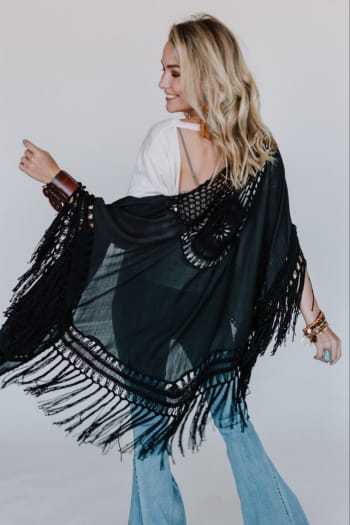 Dreamy Macramé Kimono - Black - Three Bird Nest