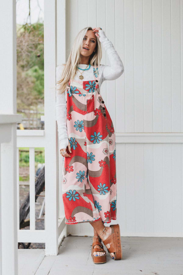 boho overall dress Spring And Lace Overall Dress - Women's Size S/M, Blue