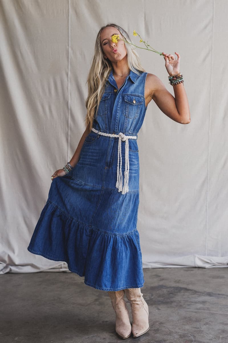 blue b denim dress Bluebird Maxi - Denim Blue- Size M Boot barn