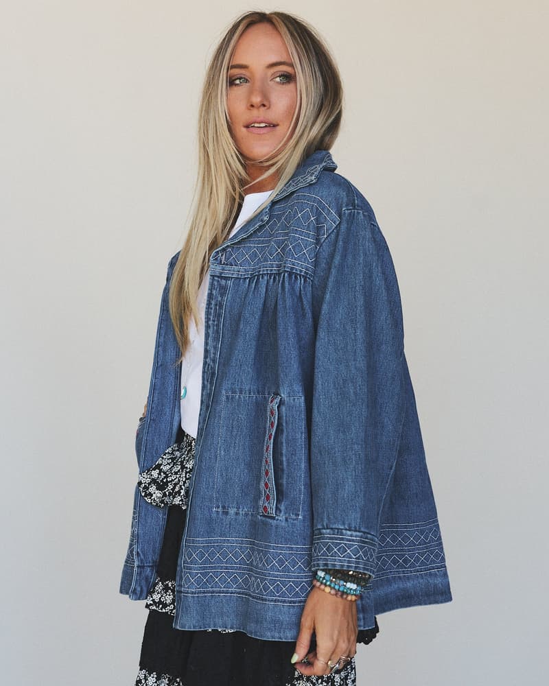 Denim Joy Jean Embroidered Jacket – Three Bird Nest