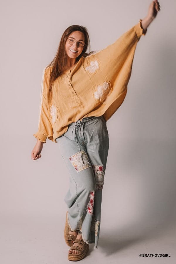 Coastal Lines Striped Patchwork Pants - Denim – POL Clothing