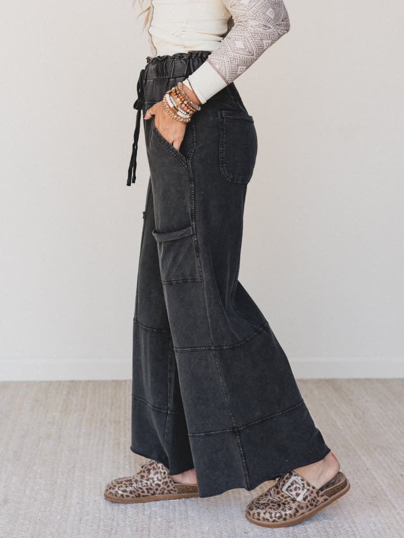 【beautiful people】one tuck wide pants Lucky One Wide Leg Full Pant - Charcoal – Easel