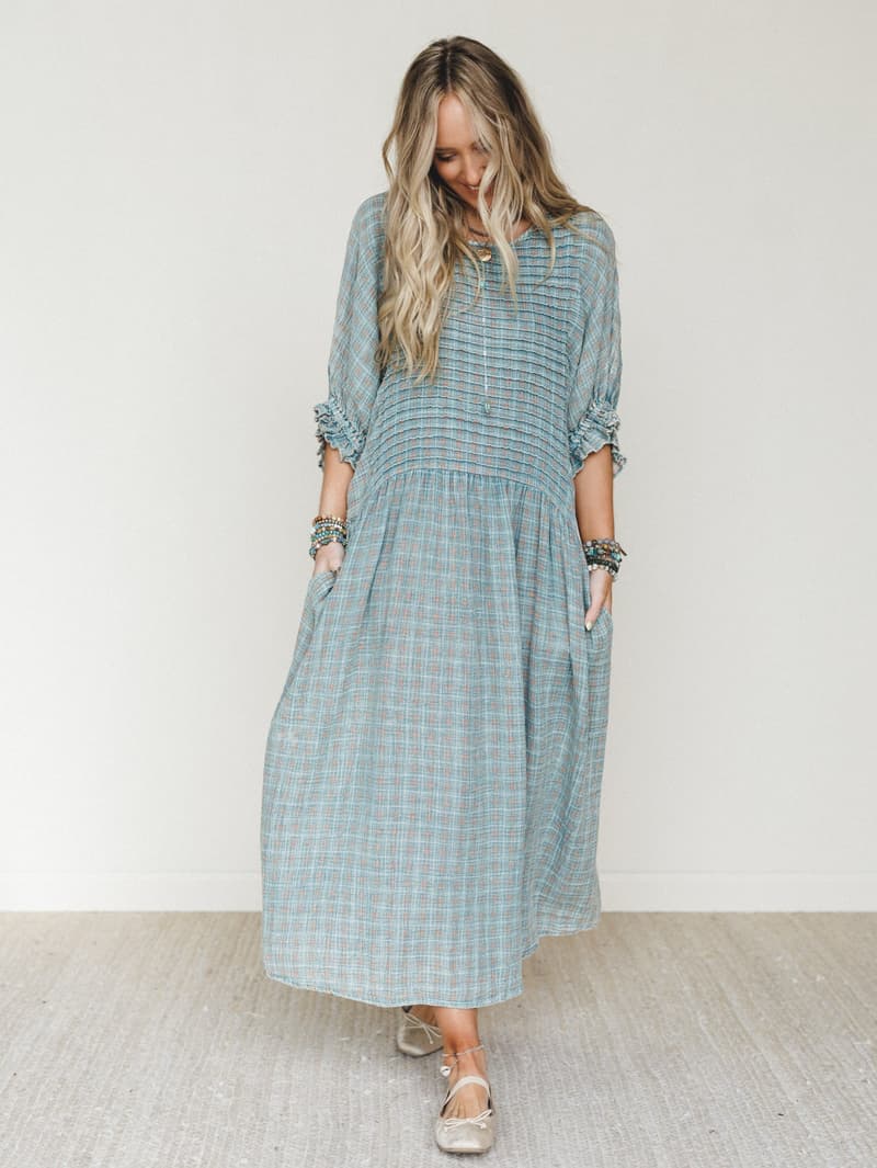 Quinn Puff Sleeve Maxi Dress - Faded Teal – Easel