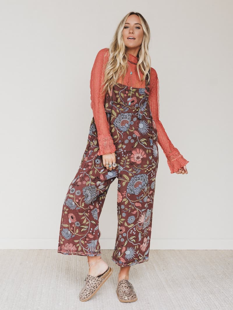 High Hopes Flower Printed Overalls - Brown – Easel