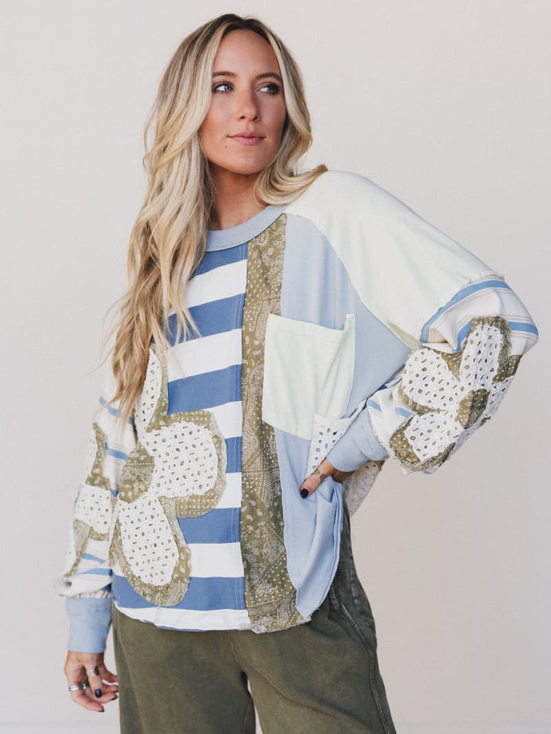 Daisy Darling Patchwork Top - Blue – Oli & Hali