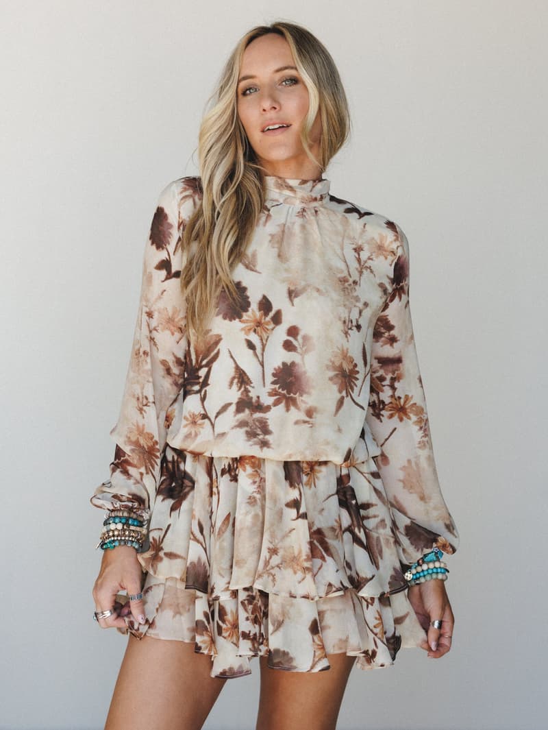 loose flowy mini dress Leaves Bhavai