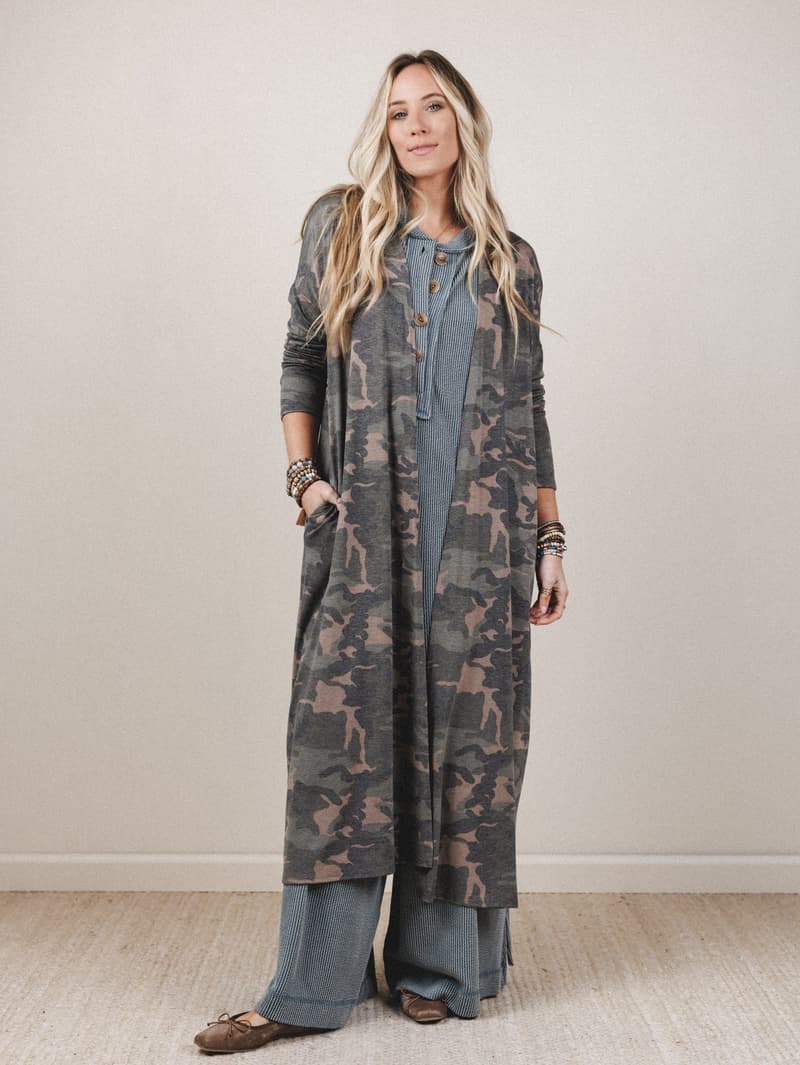 The Nest Essential Camo Cardigan - Olive Charcoal – CY Fashion