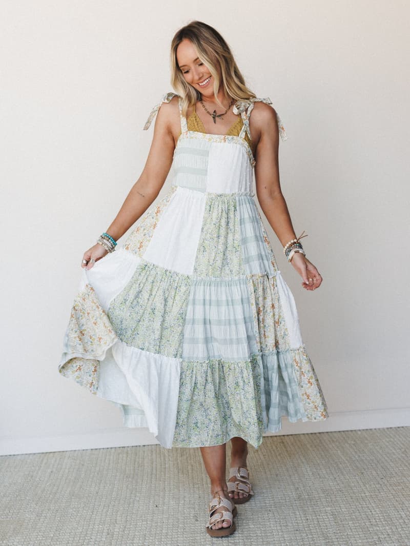 Patchwork Fantasy Dress - Ivory Multi – Mello