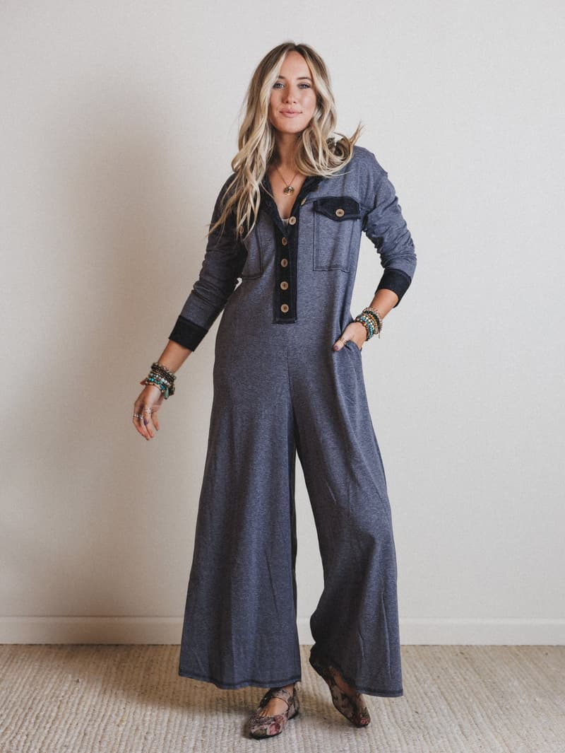 The Nest Jodi Long Sleeve Jumpsuit - Teal – CY Fashion