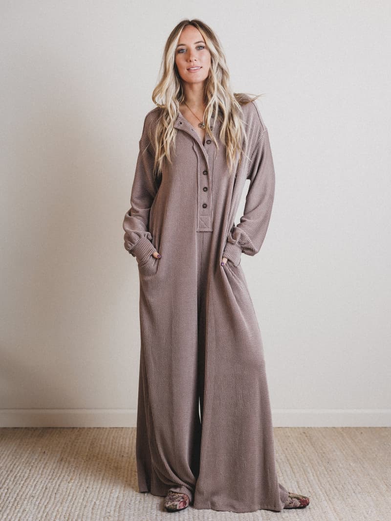 The Nest Daphne Textured Long Sleeve Jumpsuit - Orchid – CY Fashion