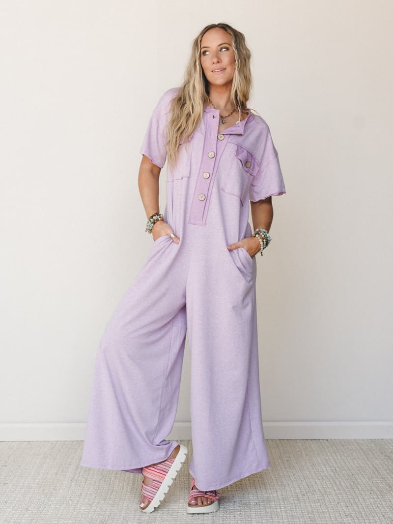 The Nest Jodi Short Sleeve Jumpsuit - Lavender – CY Fashion