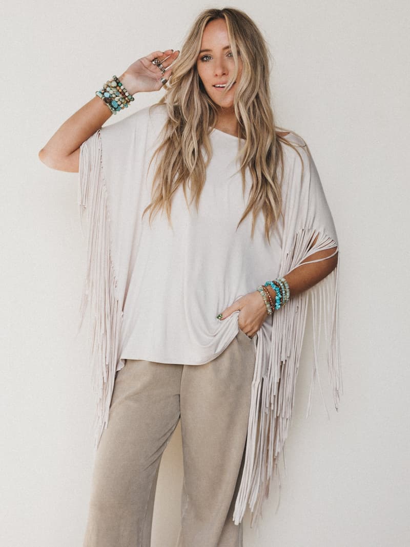 The Nest Showstopper Fringe Top - Oat – CY Fashion