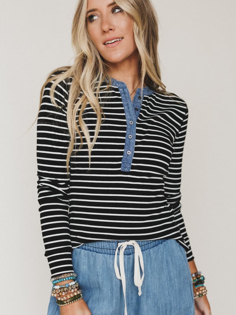 Fieldtrip Stripe Top - Black – eesome