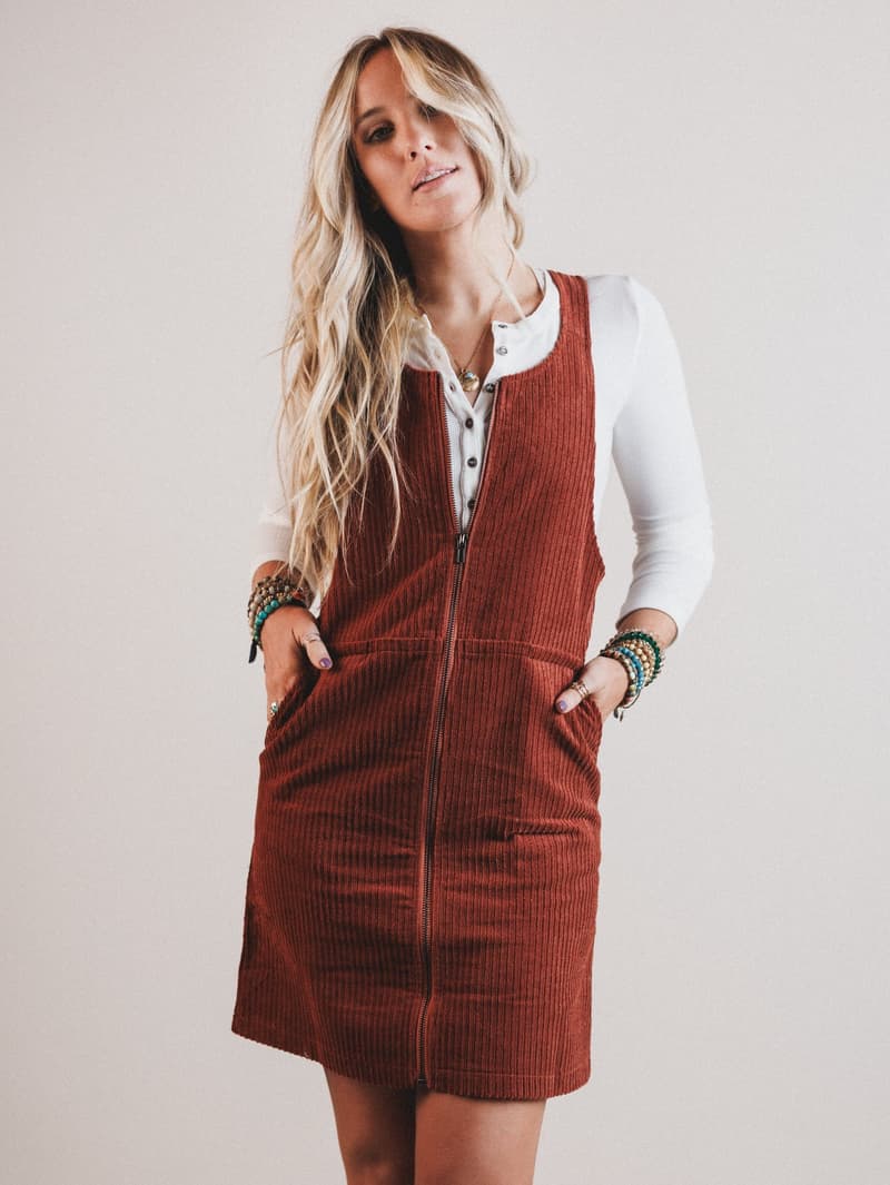 brown corduroy dress overall Nicole Suitable Occasions Colour:Soft Nude Short Sleeve Round Neck collections:BootShop