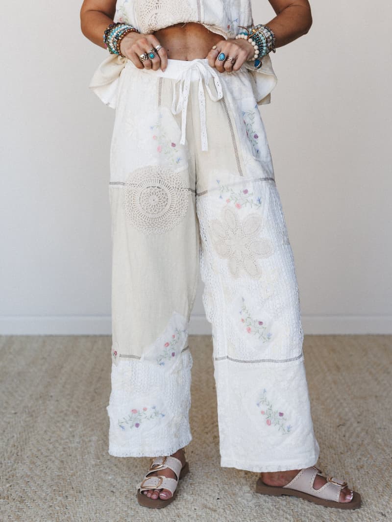 Patchwork Parade Woven Pants - Natural – POL Clothing