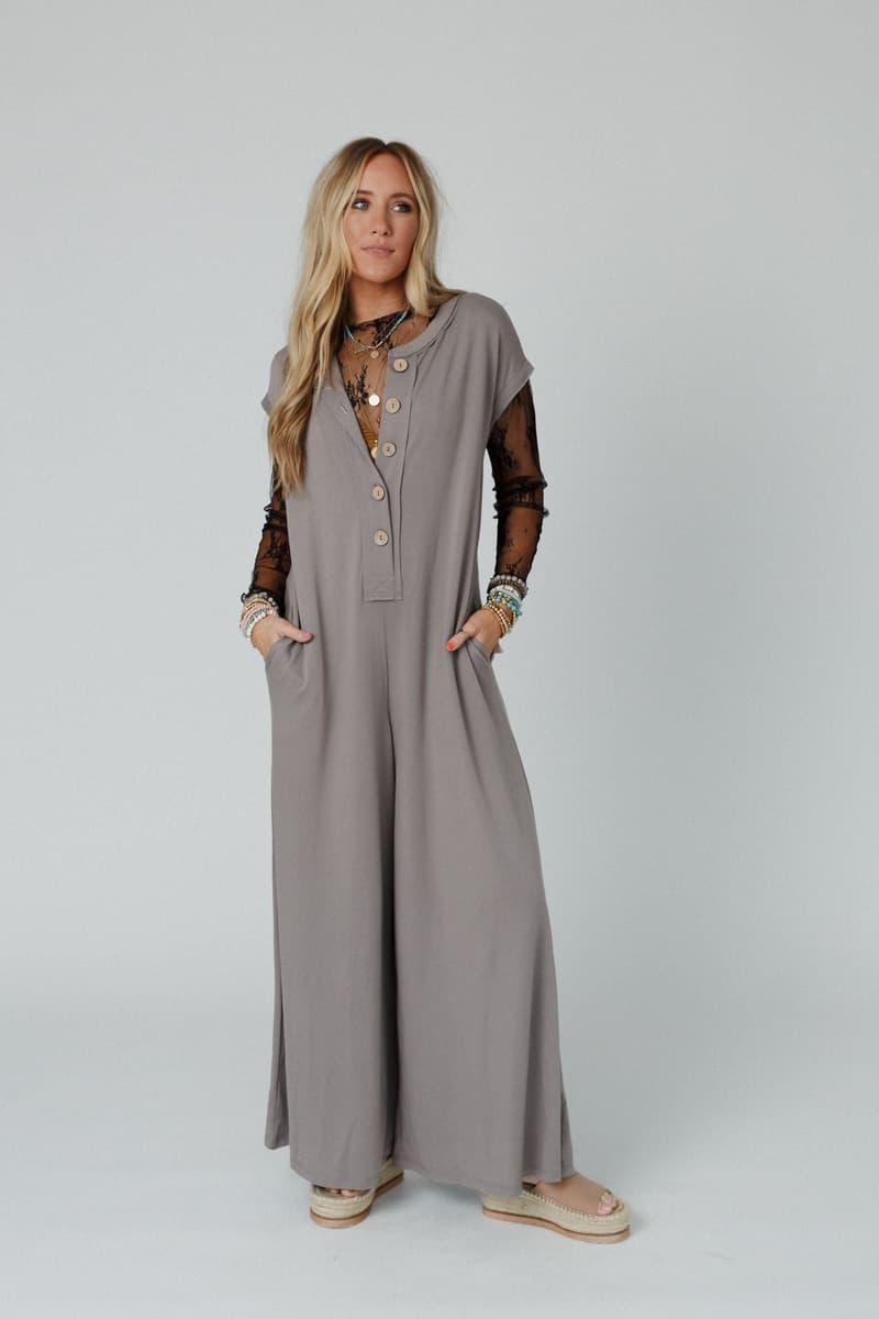 The Nest Davina Wide Leg Jumpsuit - Mushroom – CY Fashion