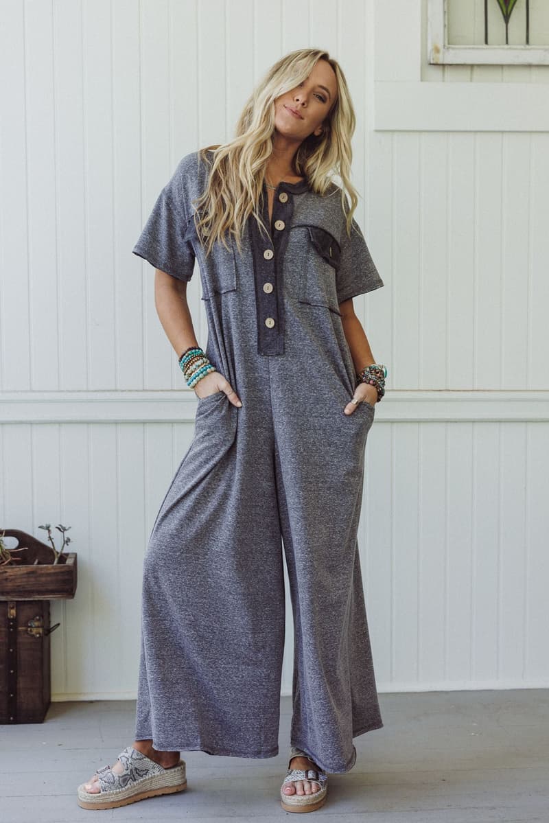 The Nest Jodi Short Sleeve Jumpsuit - Charcoal – CY Fashion