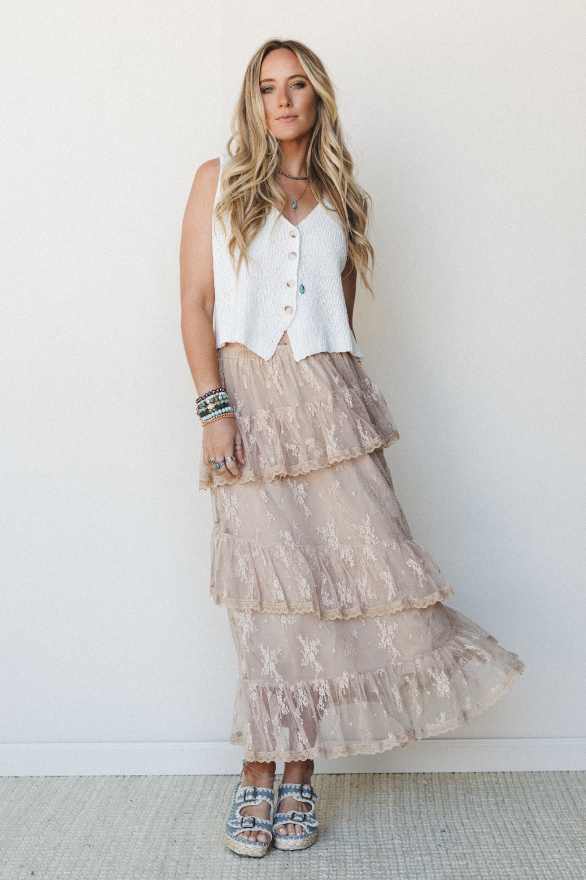 Shop Elowen Ruffle Maxi Skirt >