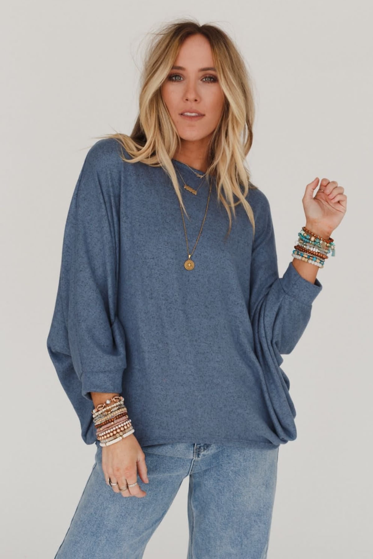 Shop Fly With Me Batwing Sleeve Knit Sweater >