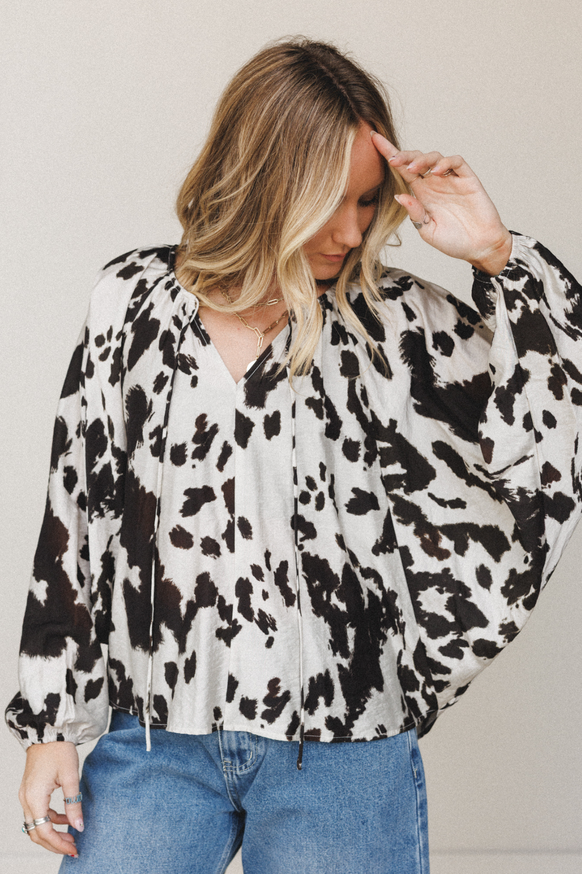 Shop Bell of the Barn Cow Print Blouse >