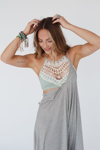 Plus dusty teal high neck lace bralette – All About You Boutique