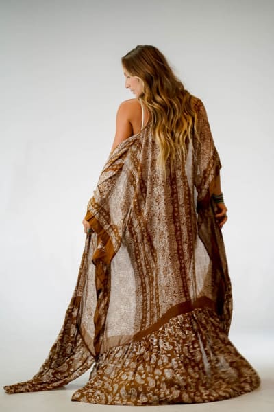 Paisley Tapestry Free Flow Duster Kimono - Brown  |  Kimonos  - Three Bird Nest