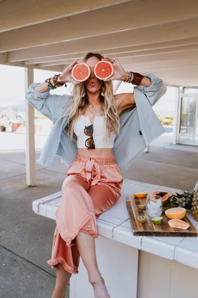 Here To Stay Fringed Culottes - Peach  |  Bottoms  - Three Bird Nest