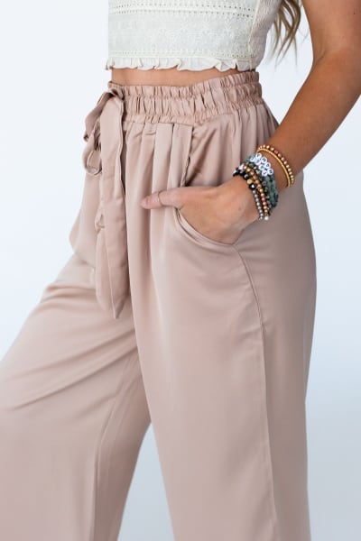 Here To Stay Fringed Culottes - Taupe  |  Bottoms  - Three Bird Nest