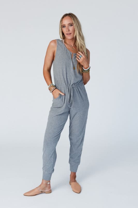 Chill Out Comfy Ribbed Jumpsuit - Charcoal