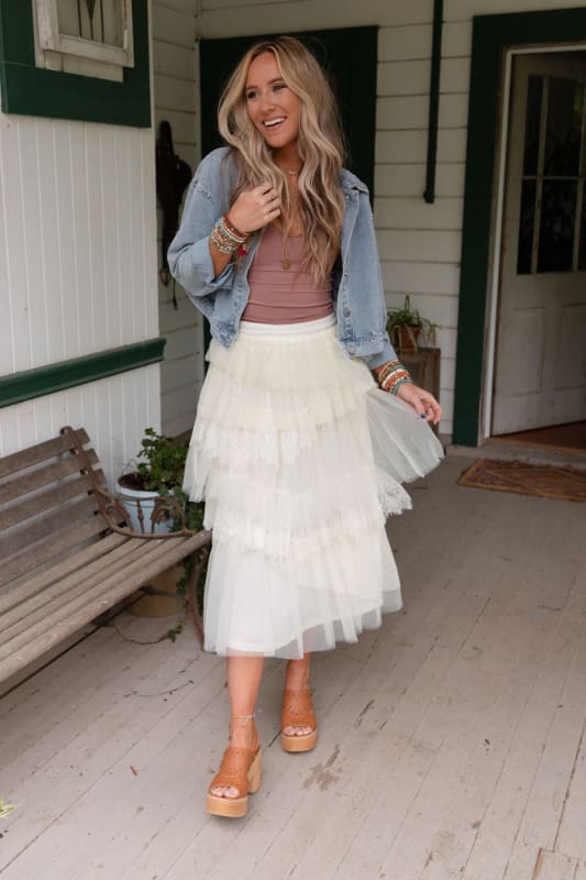 売る Crayme Tulle Tiered Frill Skirt - スカート