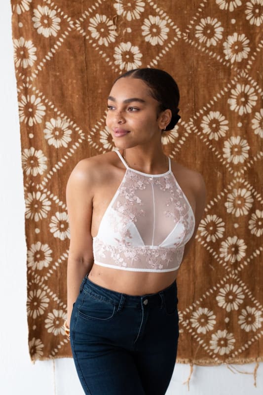 Beautiful Blooms Embroidered Bralette - White