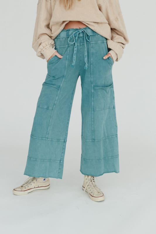 Lucky One Wide Leg Pant - Teal