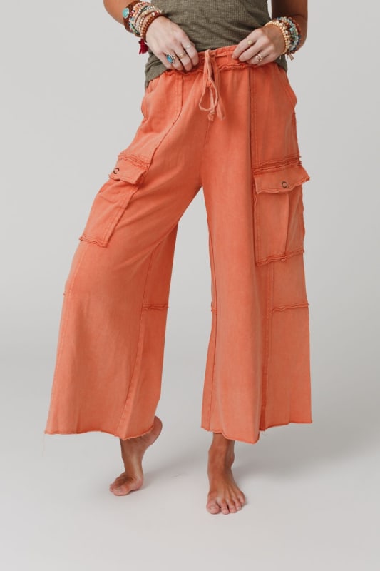 Game On Cargo Wide Leg Pant - Burnt Orange