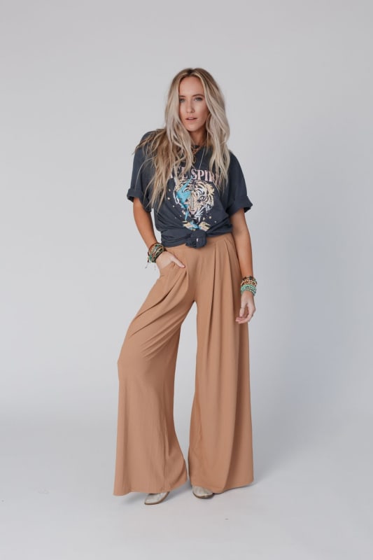 Seam Front Wide Legged Pant In Brown – Madida Clothing