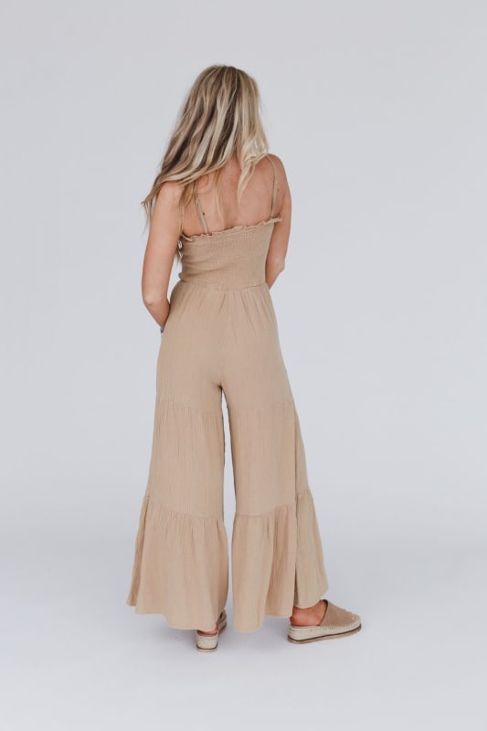 Cropped Bottom Wide Leg Oversized Jumpsuit - Taupe – StyleSpect